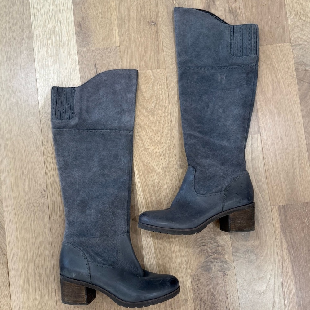 Naya North Tall Grey Suede and Leather Knee High Boots